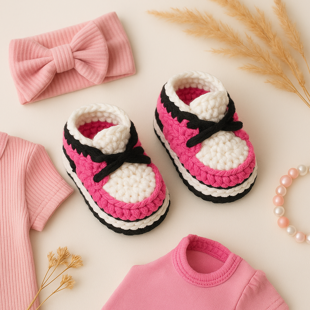 Chaussons Rose & Blanc